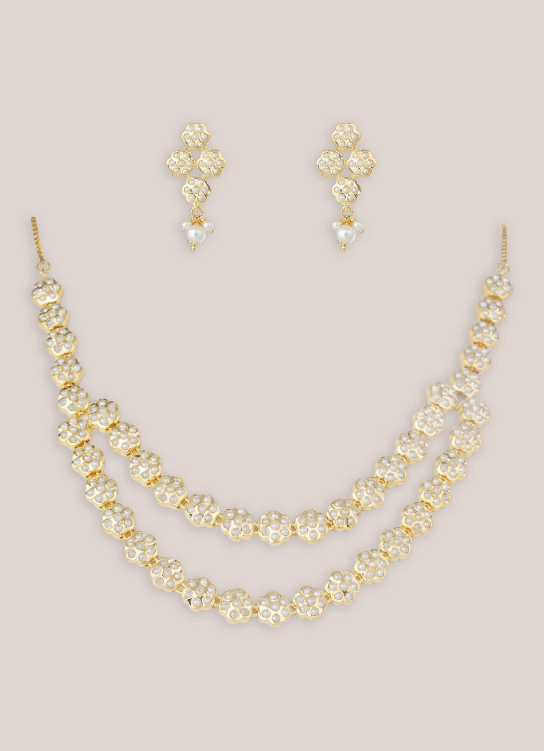 Zevar by Geeta Two Layer Gold Plated Jadau Long Necklace SetFabilicious Fashion