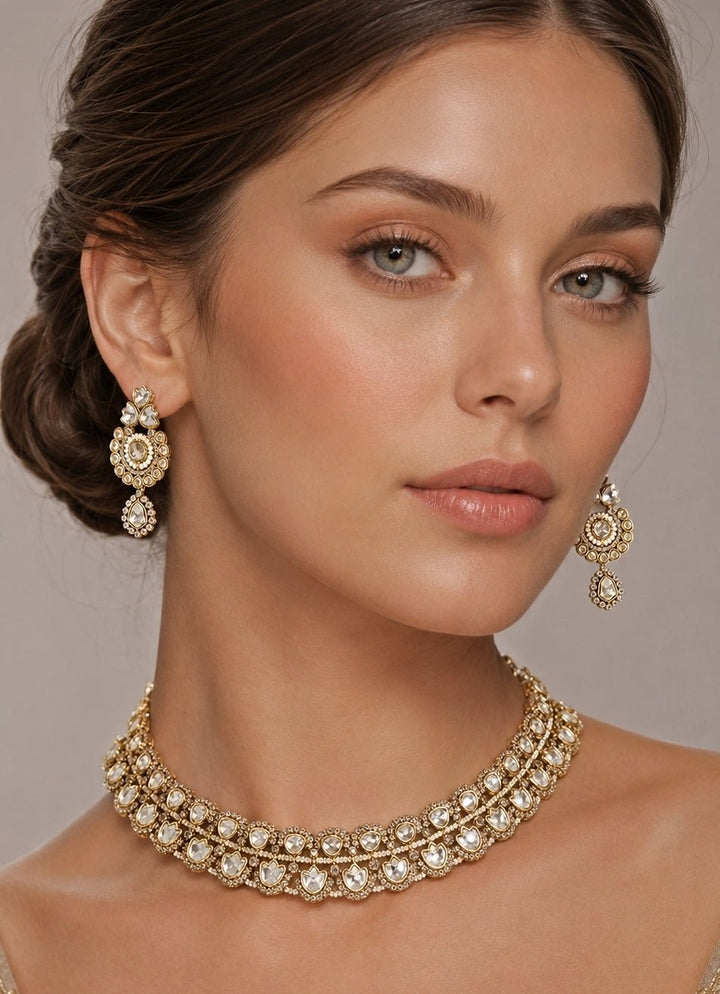 Zevar by Geeta Two Layer Polki And Kundan Necklace SetFabilicious Fashion