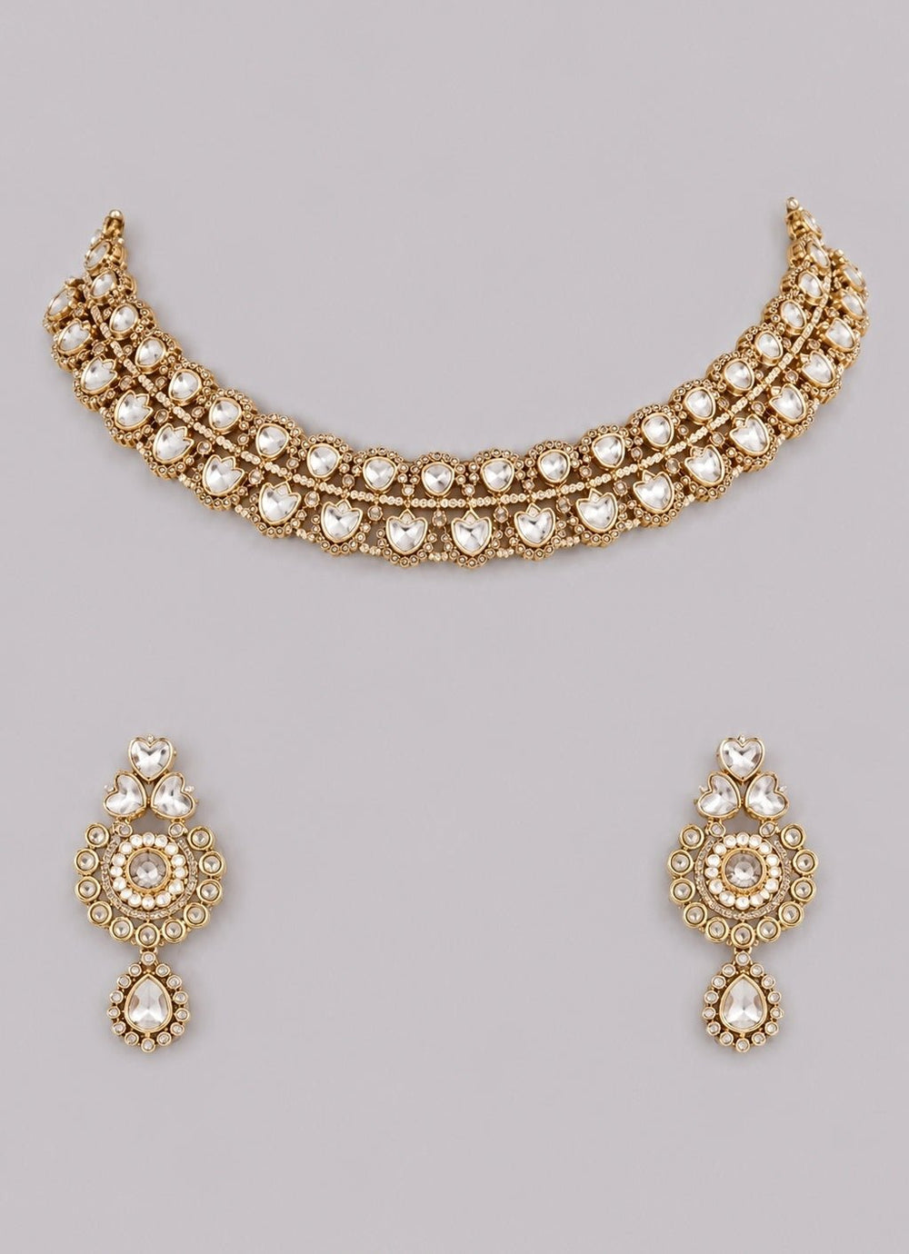 Zevar by Geeta Two Layer Polki And Kundan Necklace SetFabilicious Fashion
