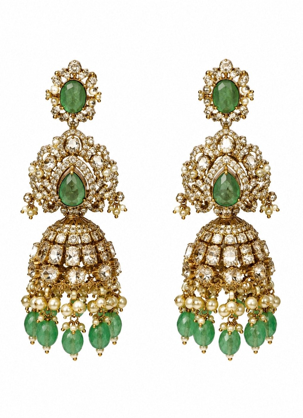 Vivinia By Vidhi Mehra Two Layer Sage Green Moissanite Necklace SetFabilicious Fashion