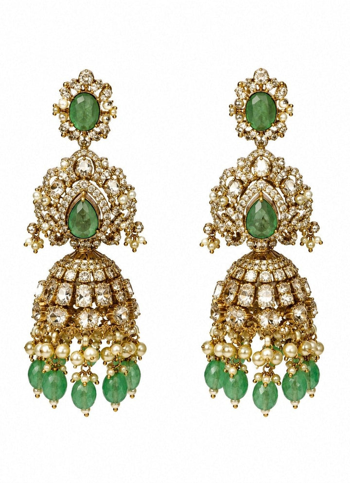 Vivinia By Vidhi Mehra Two Layer Sage Green Moissanite Necklace SetFabilicious Fashion