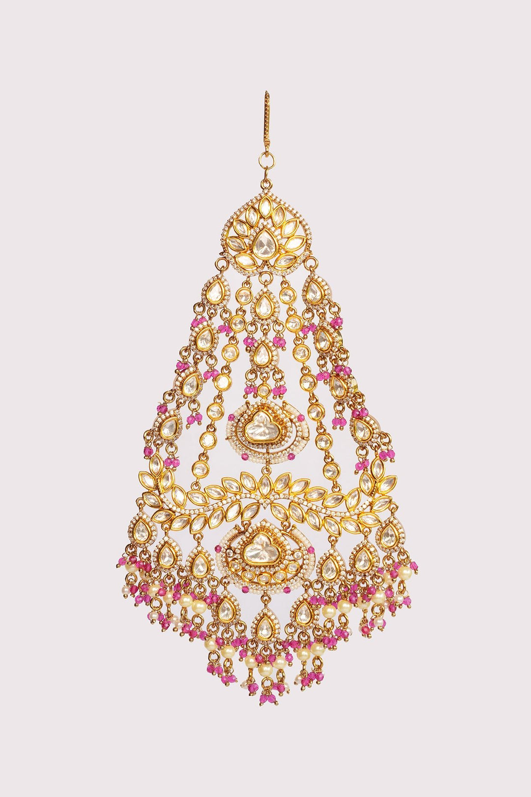 Two Tone Finish Kundan Polki And Pearl Passa Zevar by Geeta - Fabilicious Fashion