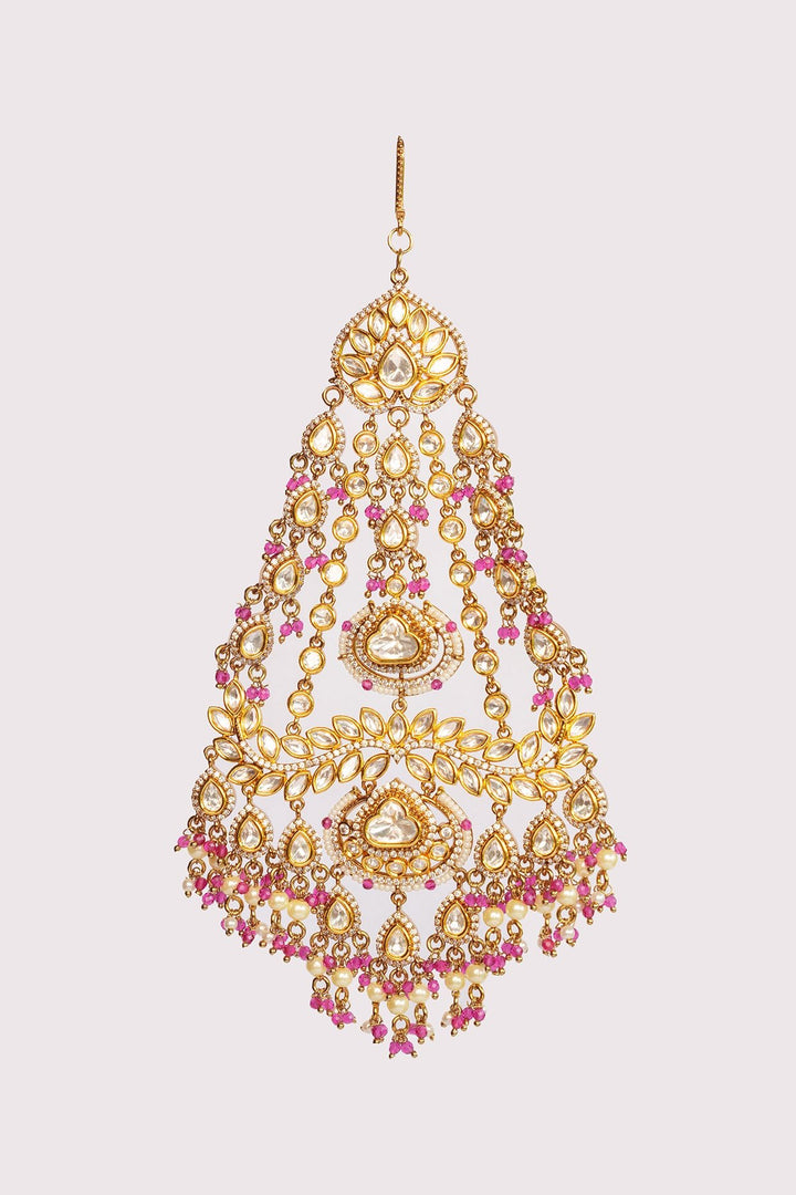 Two Tone Finish Kundan Polki And Pearl Passa Zevar by Geeta - Fabilicious Fashion
