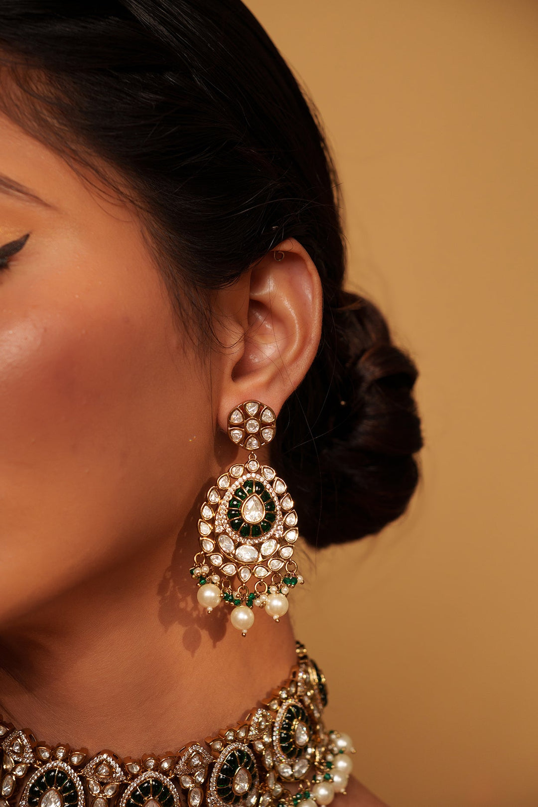 Two Tone Finish Kundan Polki Studded Choker Set Zevar by Geeta - Fabilicious Fashion