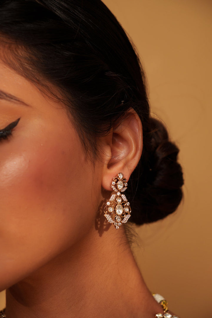 Two Tone Kundan Polki Necklace Set Zevar by Geeta - Fabilicious Fashion