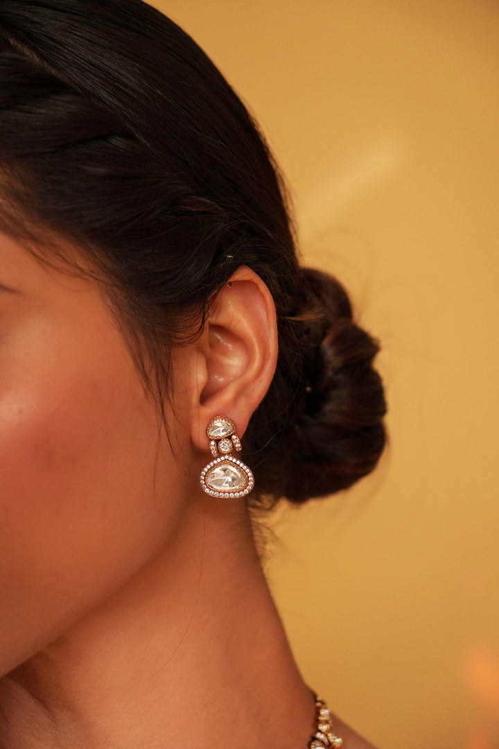 Two Tone Kundan Polki Necklace Set Zevar by Geeta - Fabilicious Fashion