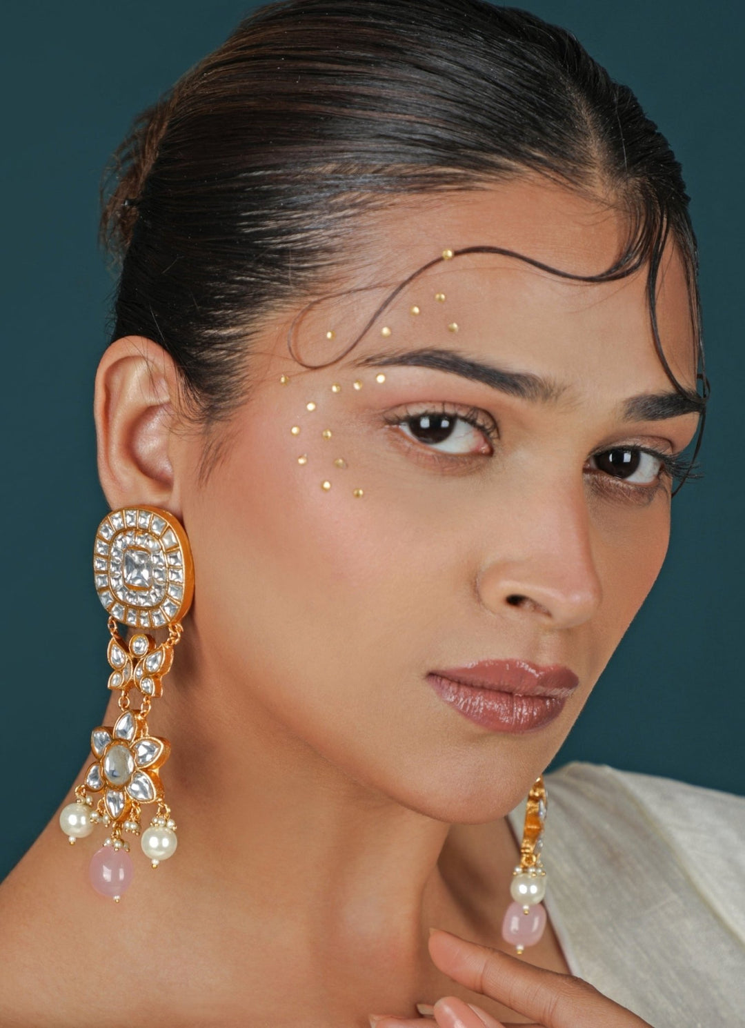 Tyaani Style Matte Gold Bridal Necklace Set Riana Jewellery - Fabilicious Fashion