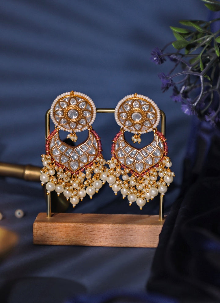 Tyaani Style Pink Stone Matte Gold Necklace Set Riana Jewellery - Fabilicious Fashion
