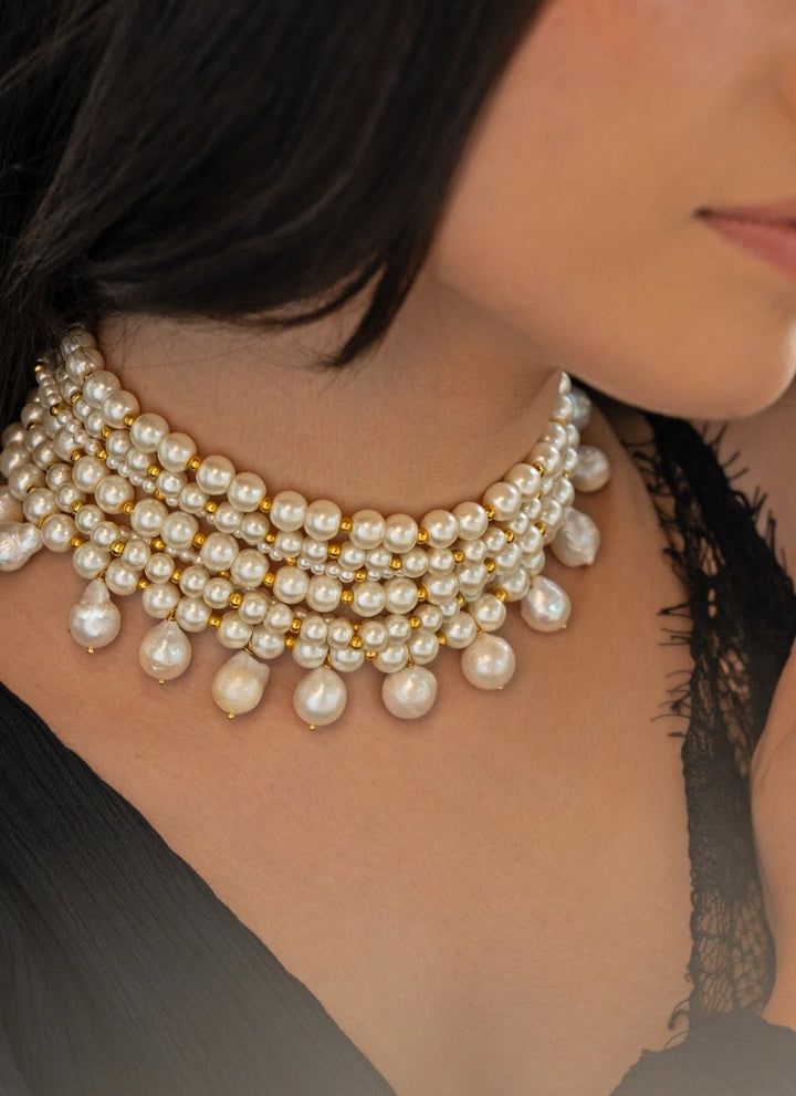 Do Taara Vintage Pearl Gold Choker NecklaceFabilicious Fashion