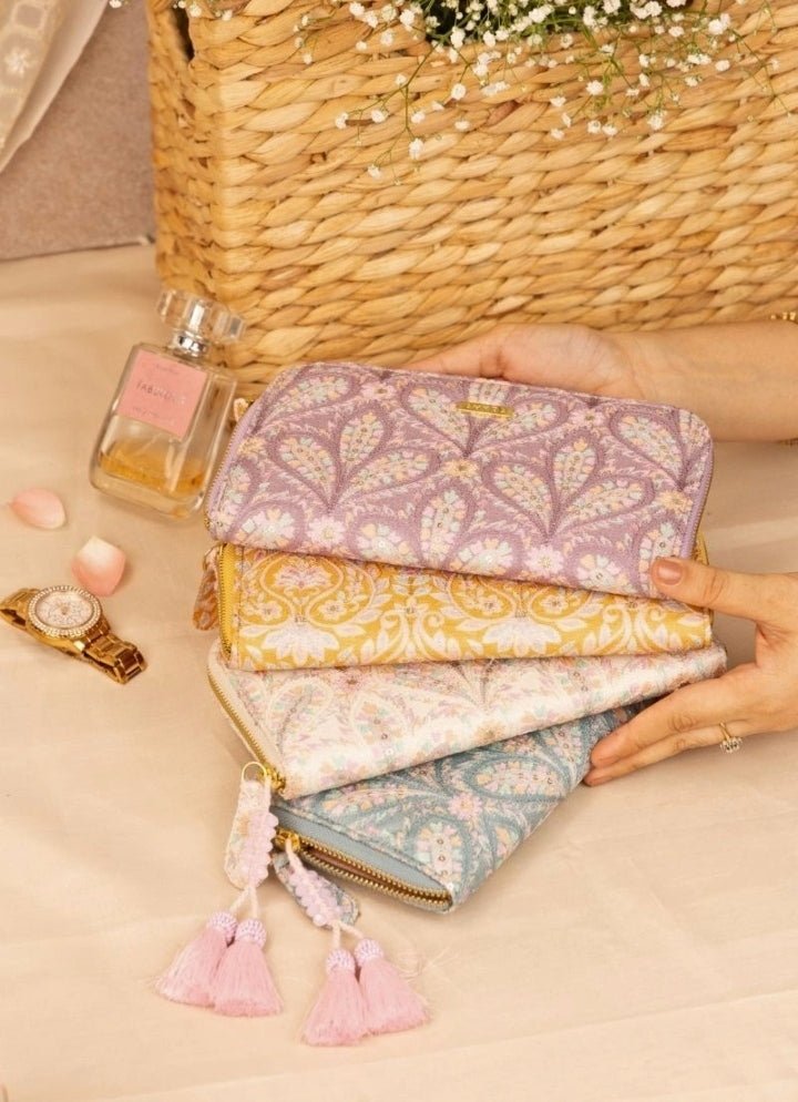 Violet Embroidered Zip Wallet AMYRA - Fabilicious Fashion