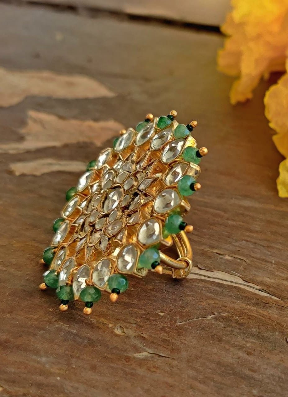 White And Green Flower Ring Riana Jewellery - Fabilicious Fashion