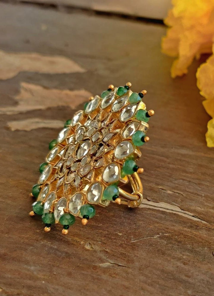 White And Green Flower Ring Riana Jewellery - Fabilicious Fashion