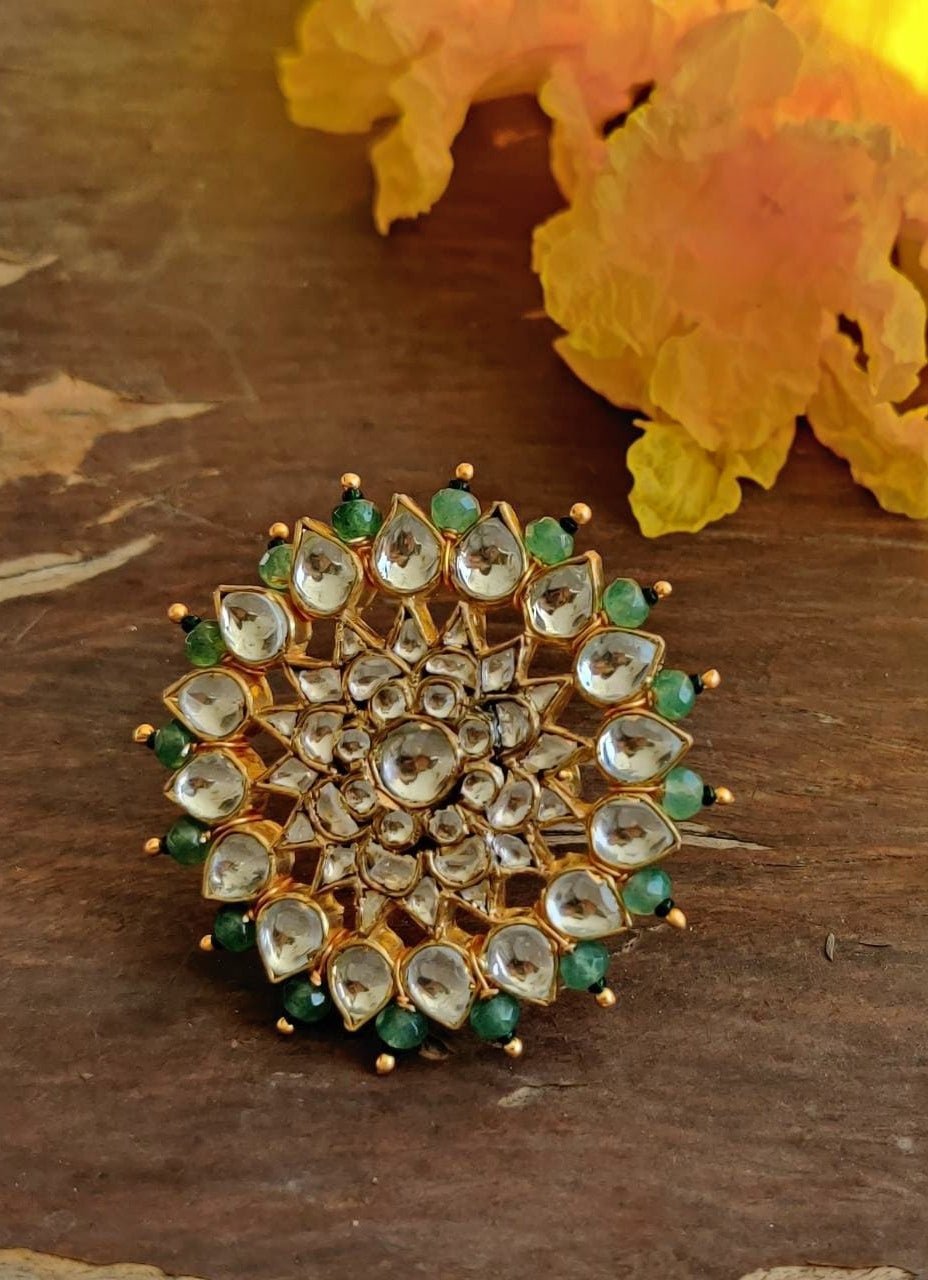 White And Green Flower Ring Riana Jewellery - Fabilicious Fashion