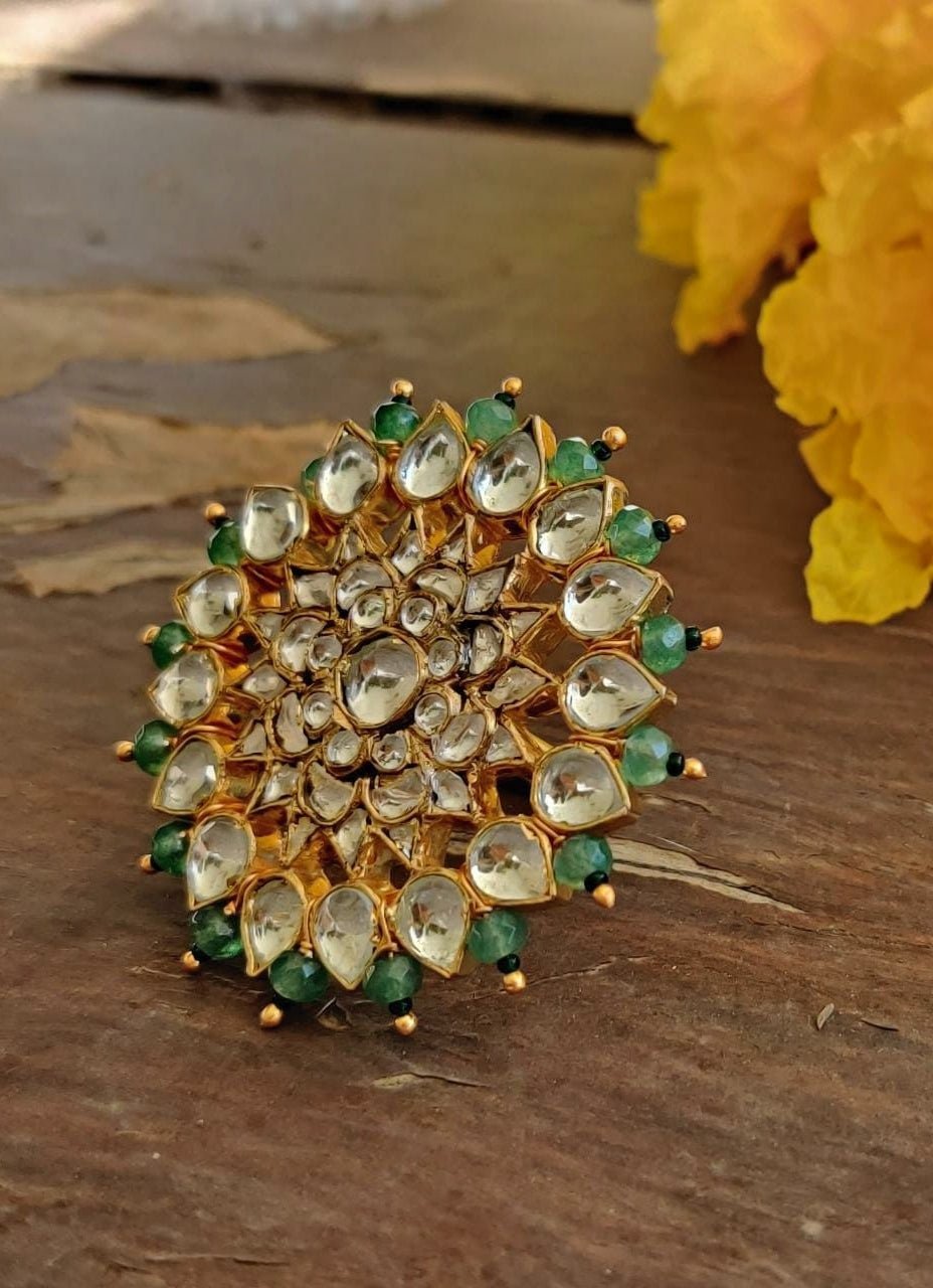 White And Green Flower Ring Riana Jewellery - Fabilicious Fashion