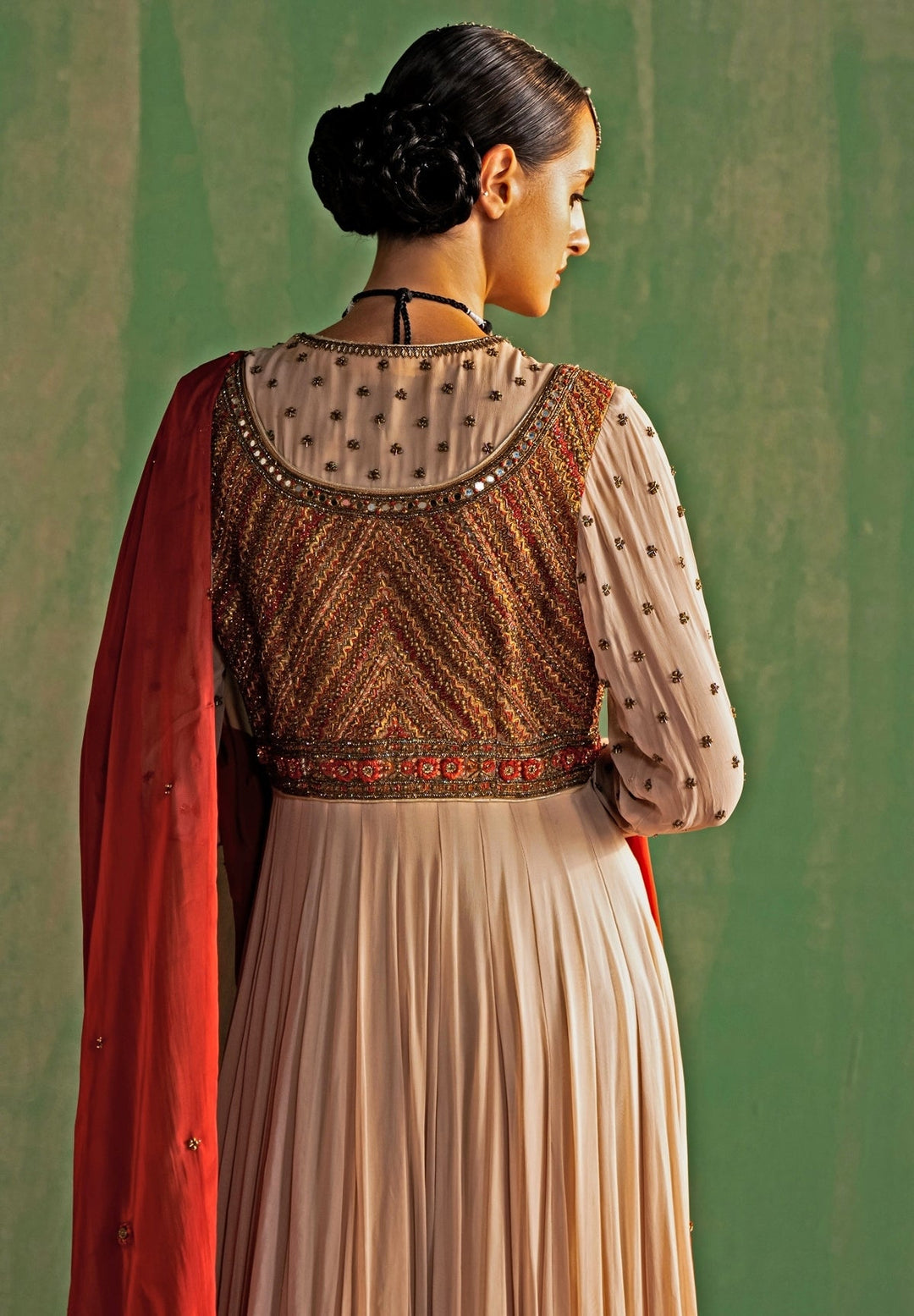 White And Pink Embroidered Georgette Anarkali Set Studio Bagechaa - Fabilicious Fashion
