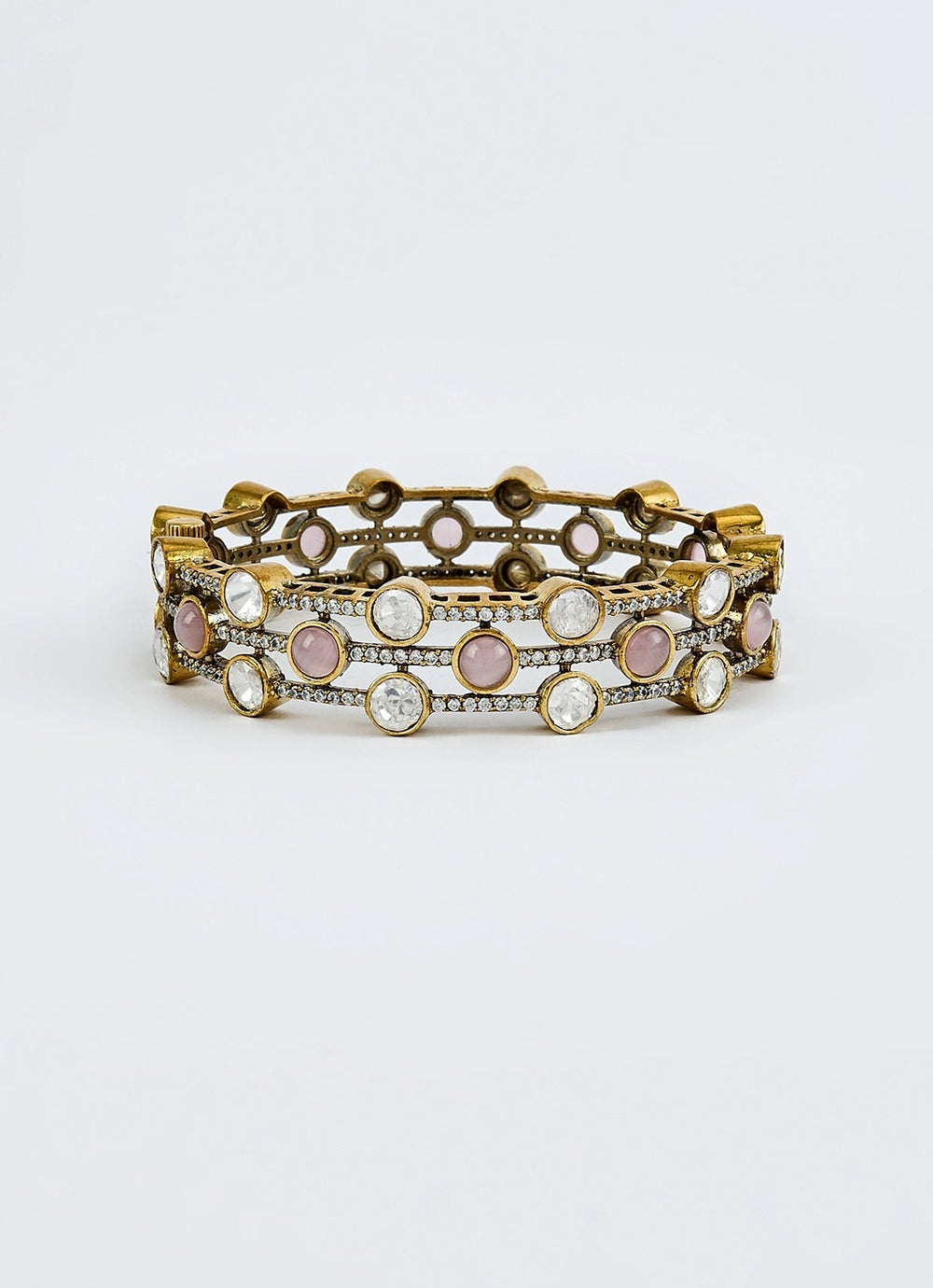 White And Pink Gold Plated Kada Vivinia by Vidhi Mehra - Fabilicious Fashion