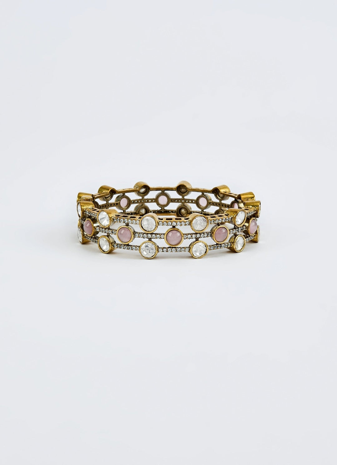 White And Pink Gold Plated Kada Vivinia by Vidhi Mehra - Fabilicious Fashion