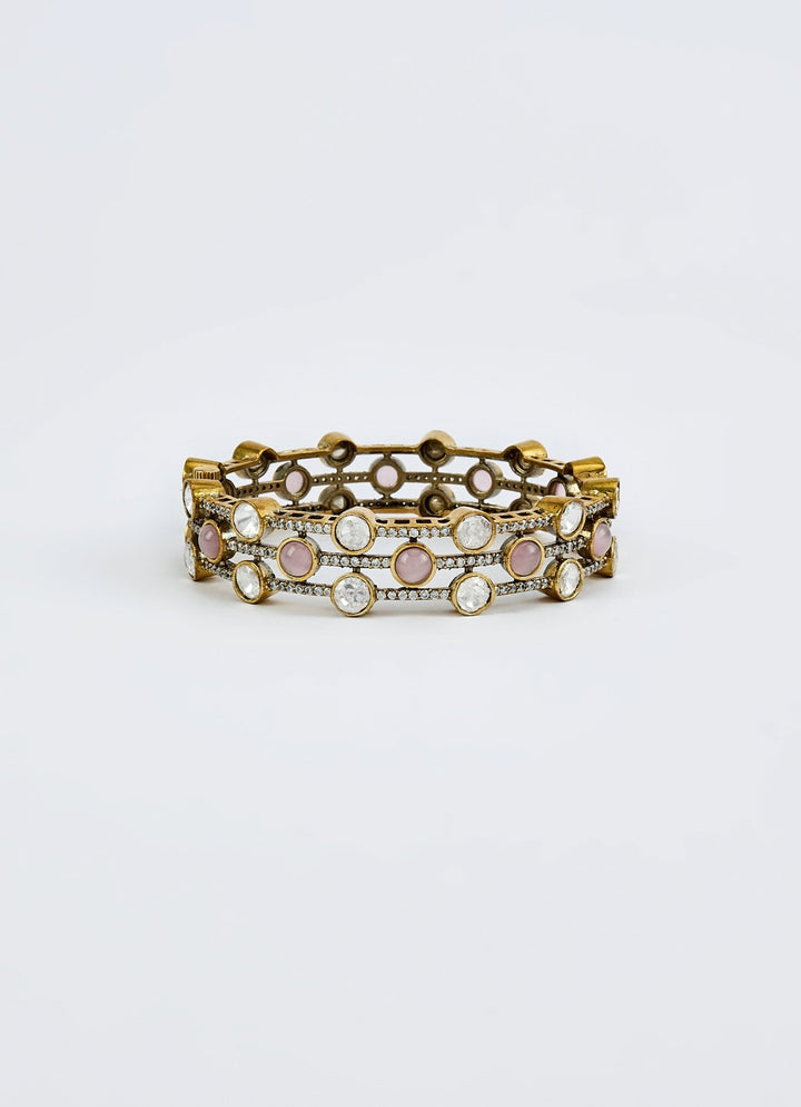 White And Pink Gold Plated Kada Vivinia by Vidhi Mehra - Fabilicious Fashion