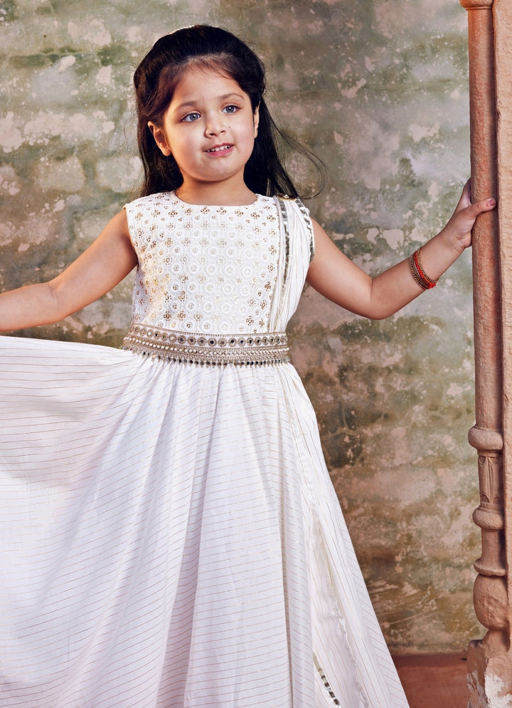 Chotibuti White Cotton Anarkali With BeltFabilicious Fashion