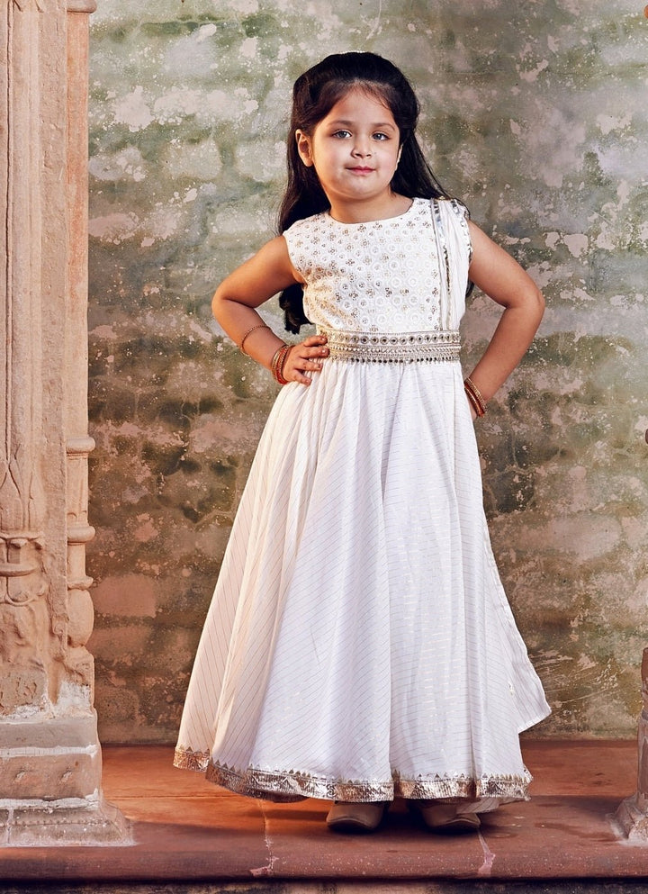 Chotibuti White Cotton Anarkali With BeltFabilicious Fashion
