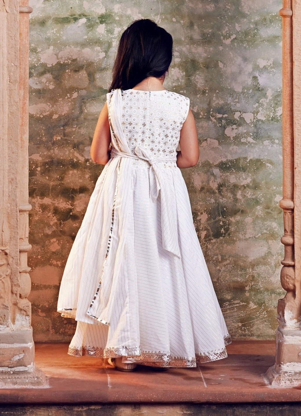 Chotibuti White Cotton Anarkali With BeltFabilicious Fashion