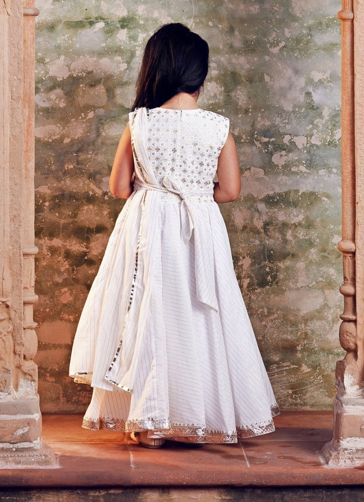 Chotibuti White Cotton Anarkali With BeltFabilicious Fashion