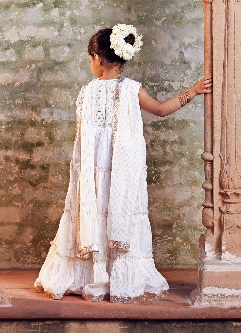 Chotibuti — White Cotton Anarkali With Dupatta 11-12Y