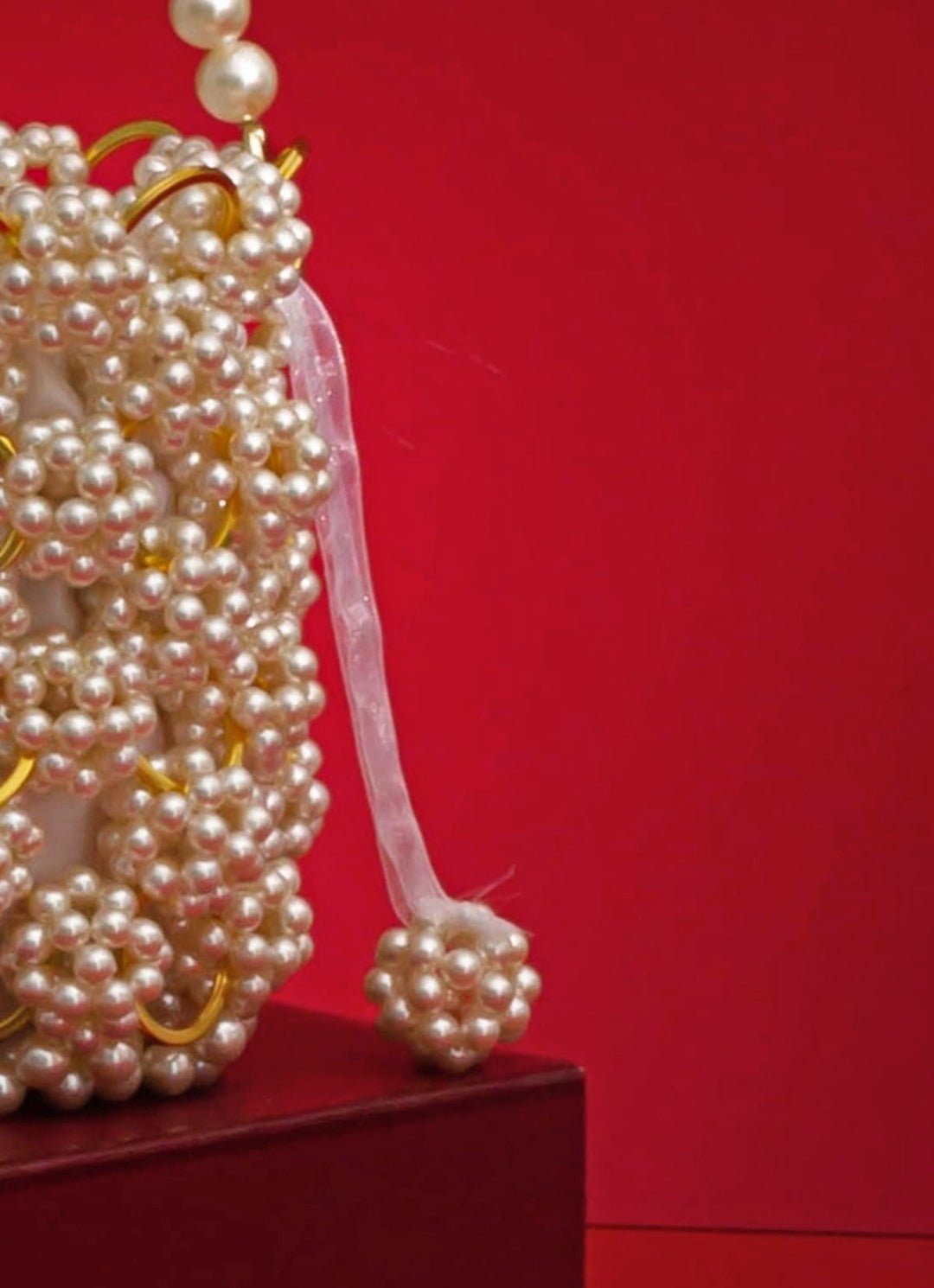 White Embellished Pearl Bag AMYRA - Fabilicious Fashion