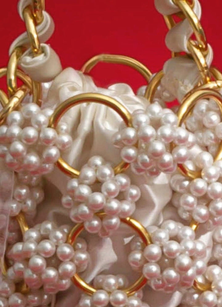 White Embellished Pearl Bag AMYRA - Fabilicious Fashion