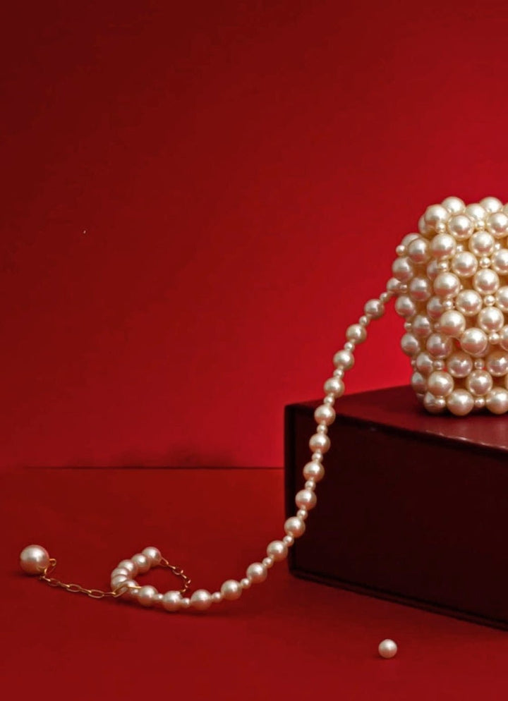 White Embellished Pearl Bag AMYRA - Fabilicious Fashion