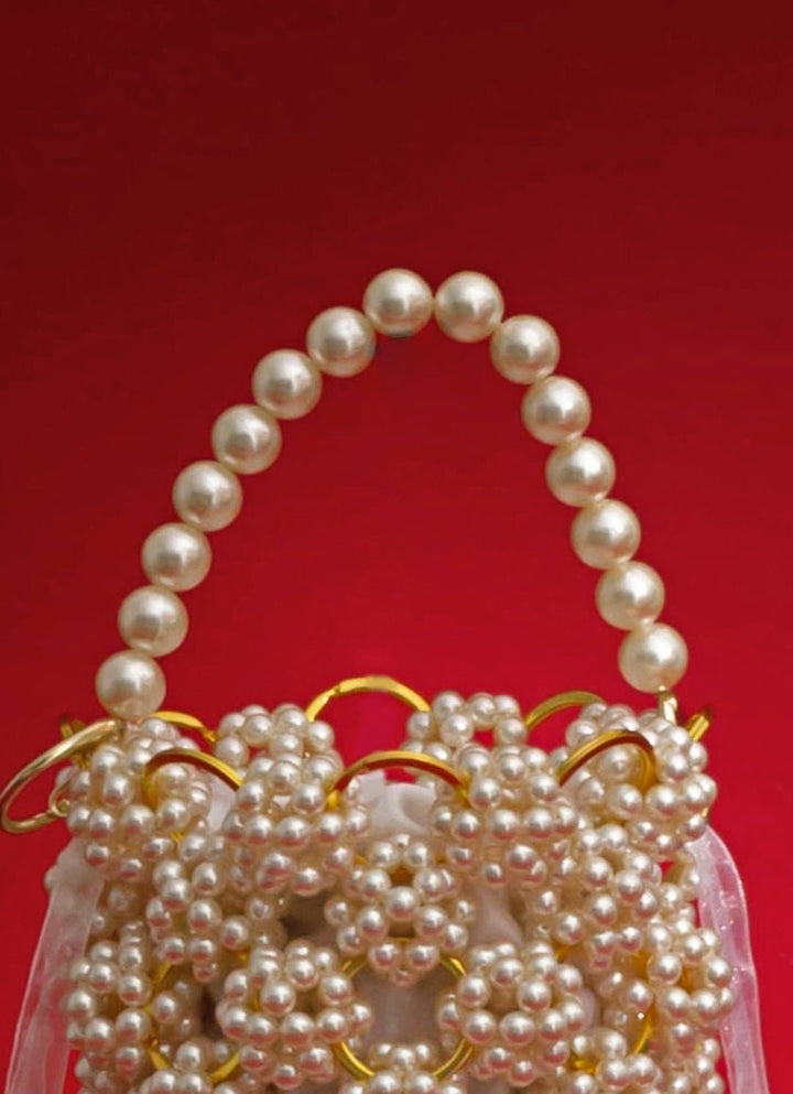 White Embellished Pearl Bag AMYRA - Fabilicious Fashion