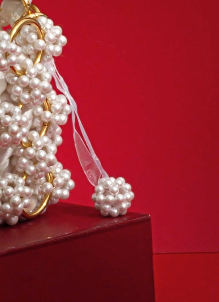 White Embellished Pearl Bag AMYRA - Fabilicious Fashion