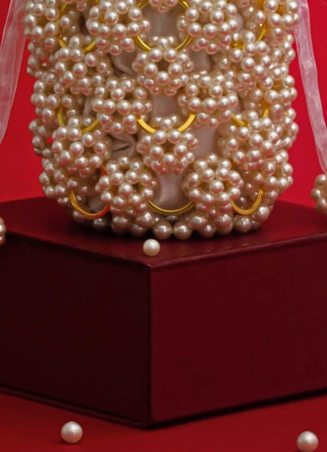 White Embellished Pearl Bag AMYRA - Fabilicious Fashion