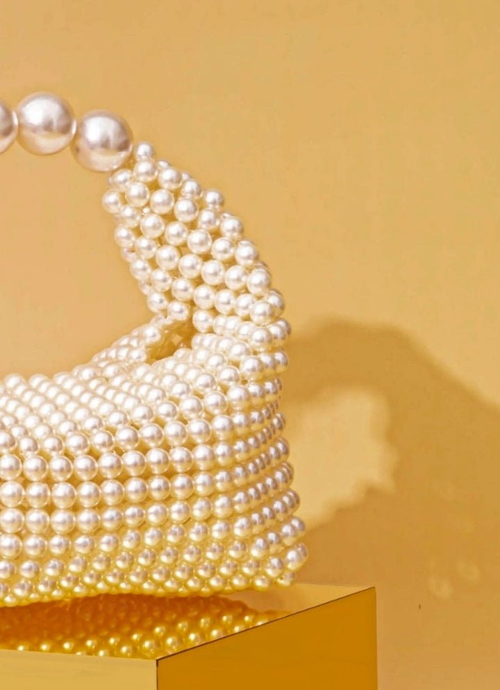White Embellished Pearl Bag AMYRA - Fabilicious Fashion