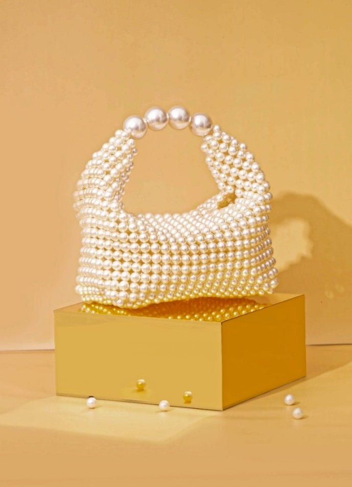 White Embellished Pearl Bag AMYRA - Fabilicious Fashion