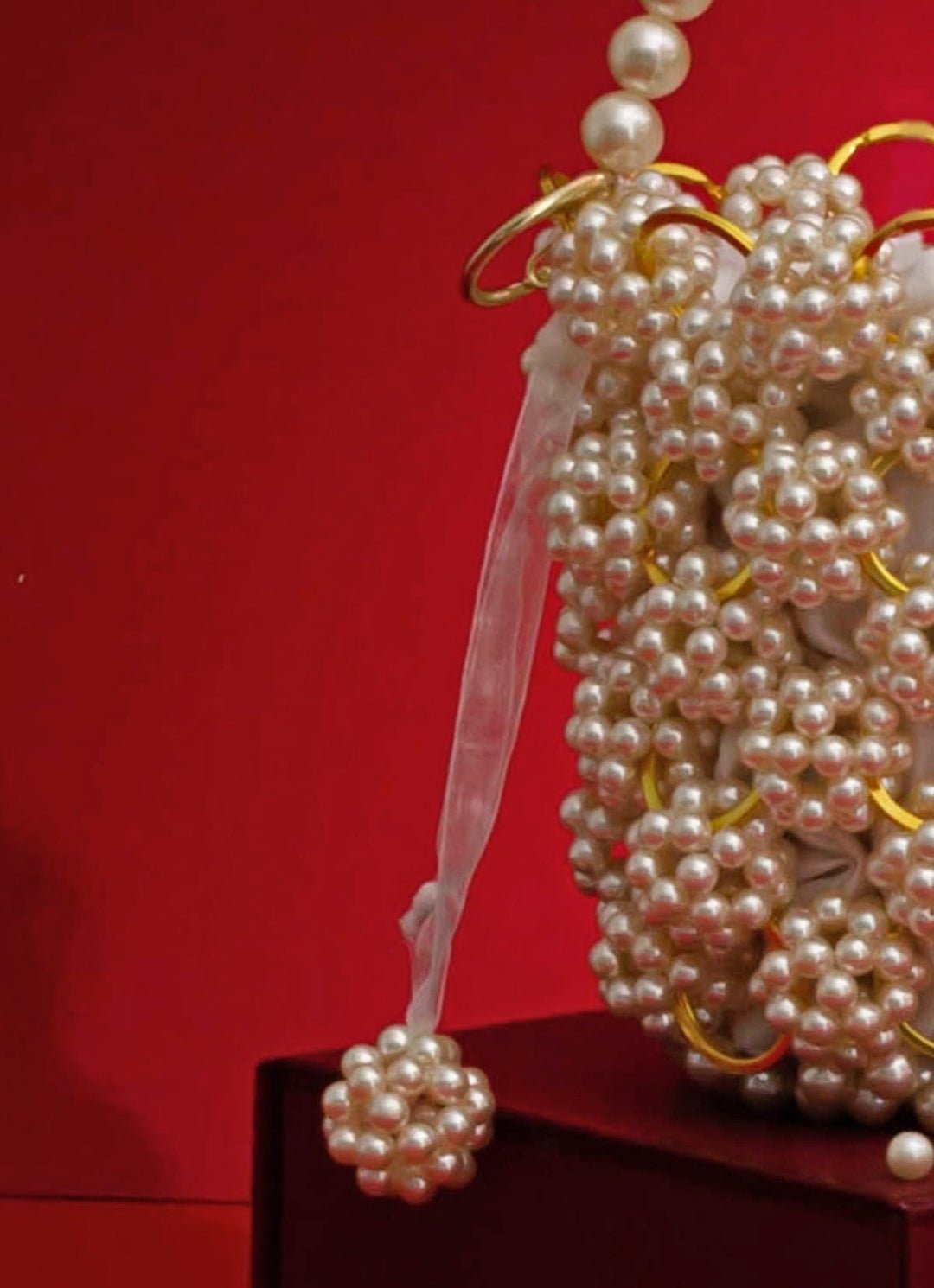 White Embellished Pearl Bag AMYRA - Fabilicious Fashion