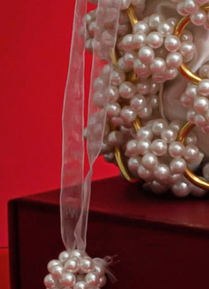 White Embellished Pearl Bag AMYRA - Fabilicious Fashion