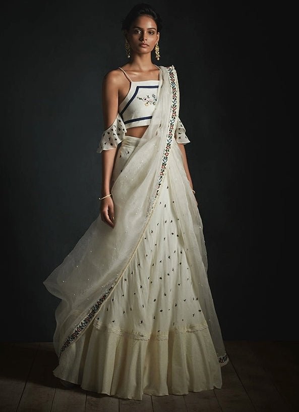 The Little Black Bow White Embroidered Chintz Lehenga SetFabilicious Fashion