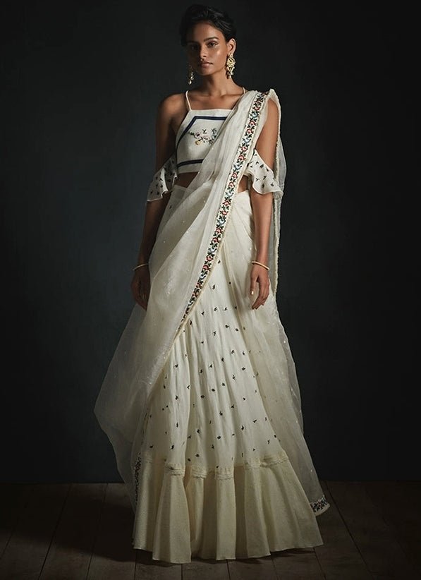 The Little Black Bow White Embroidered Chintz Lehenga SetFabilicious Fashion