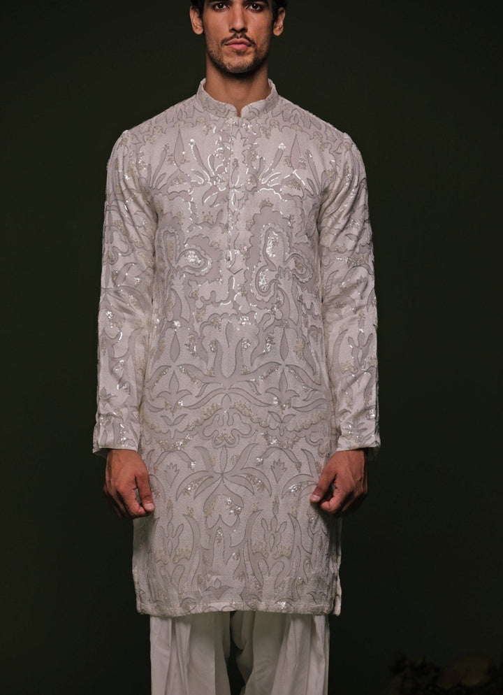 White Embroidered Kurta Patiala Pant Set With Dupatta Kalpraag - Fabilicious Fashion