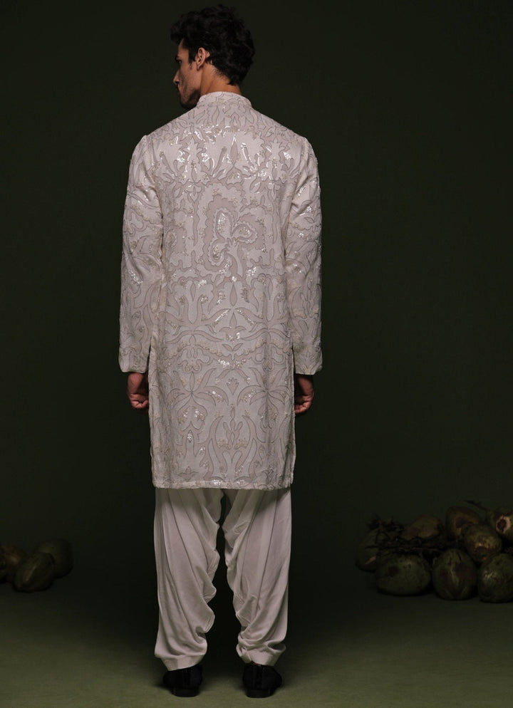 White Embroidered Kurta Patiala Pant Set With Dupatta Kalpraag - Fabilicious Fashion