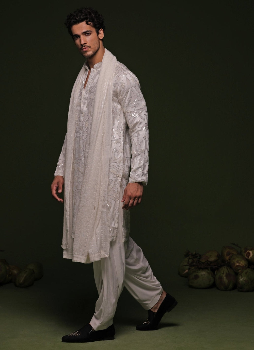 White Embroidered Kurta Patiala Pant Set With Dupatta Kalpraag - Fabilicious Fashion
