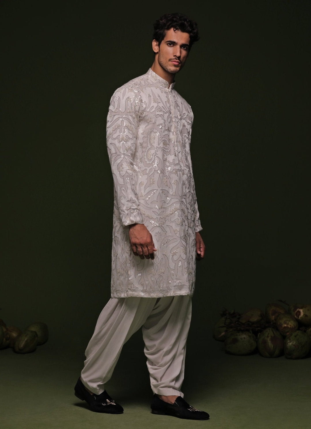 White Embroidered Kurta Patiala Pant Set With Dupatta Kalpraag - Fabilicious Fashion