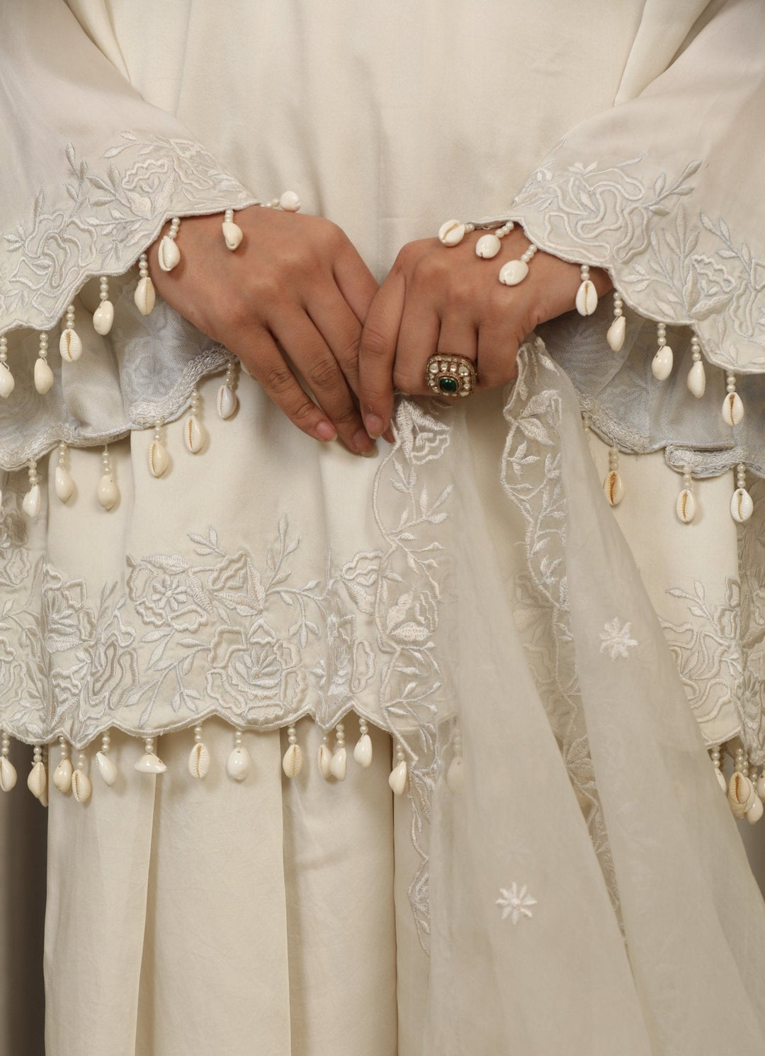 White Embroidered Satin Kurta Salwar Set Esha Koul - Fabilicious Fashion