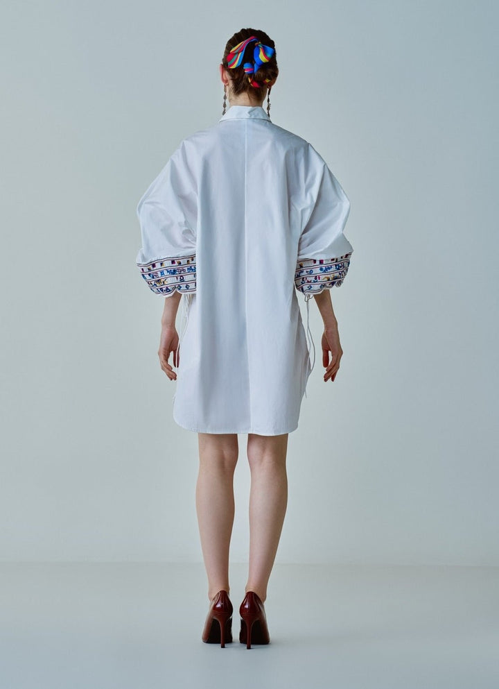 White Embroidered Shirt Dress Saaksha & Kinni - Fabilicious Fashion