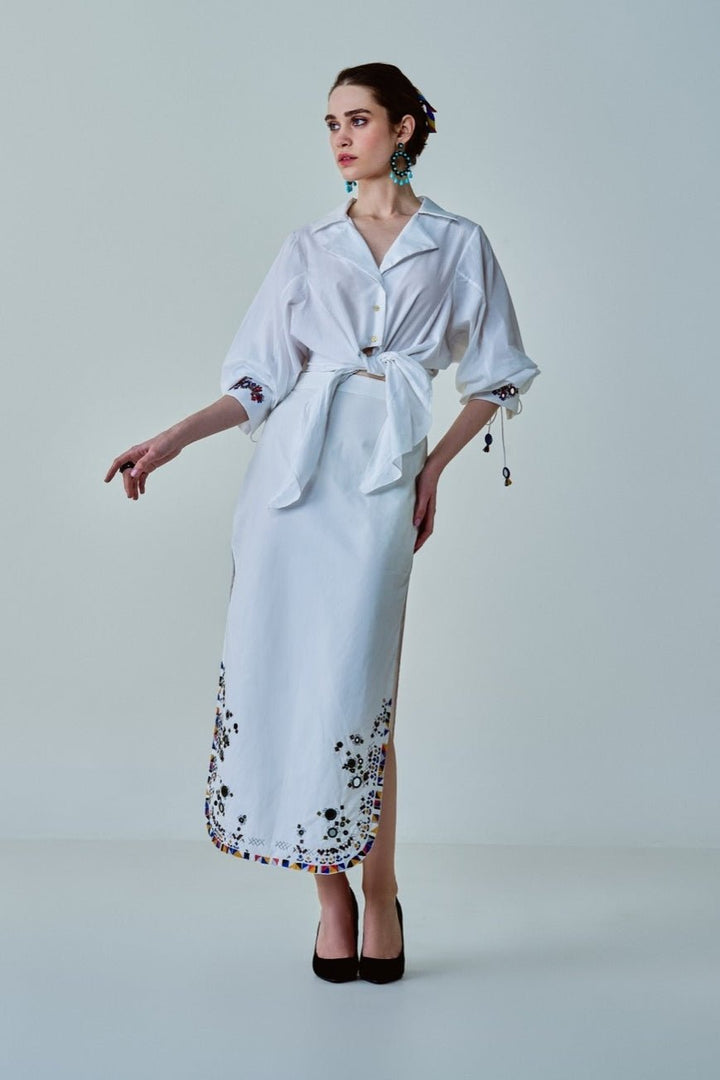 White Embroidered Skirt Set Saaksha & Kinni - Fabilicious Fashion