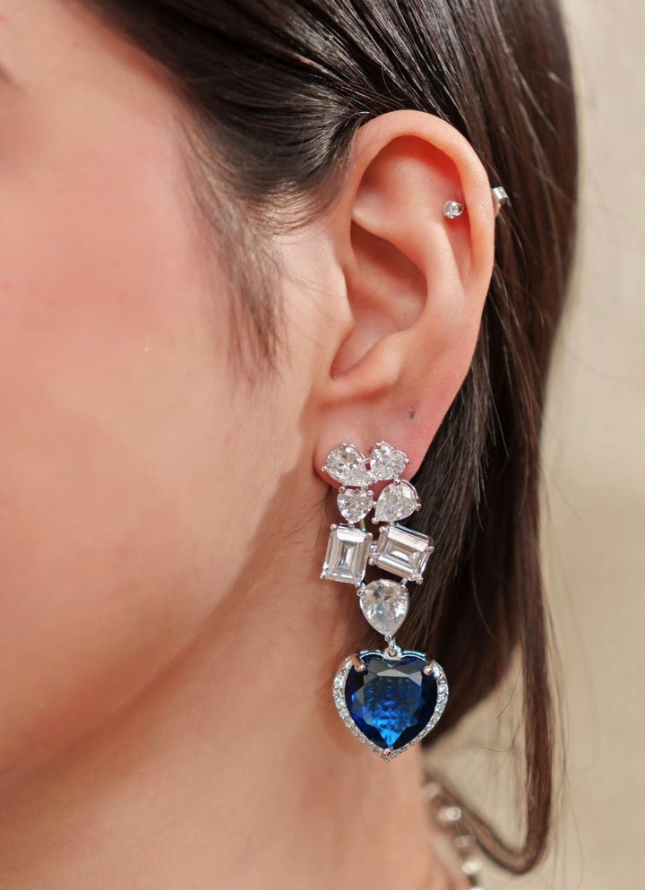White Finish Blue Heart Diamond Choker Zevar By Geeta - Fabilicious Fashion