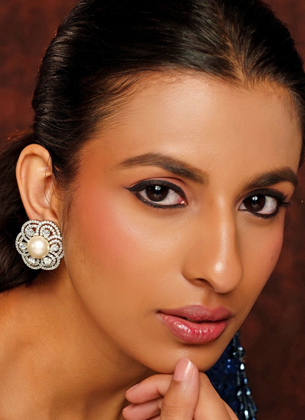 White Finish Diamond And Pearl Earrings Zevar By Geeta - Fabilicious Fashion