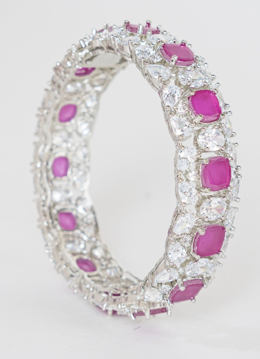 White Finish Diamond And Pink Stone Bangles Zevar By Geeta - Fabilicious Fashion