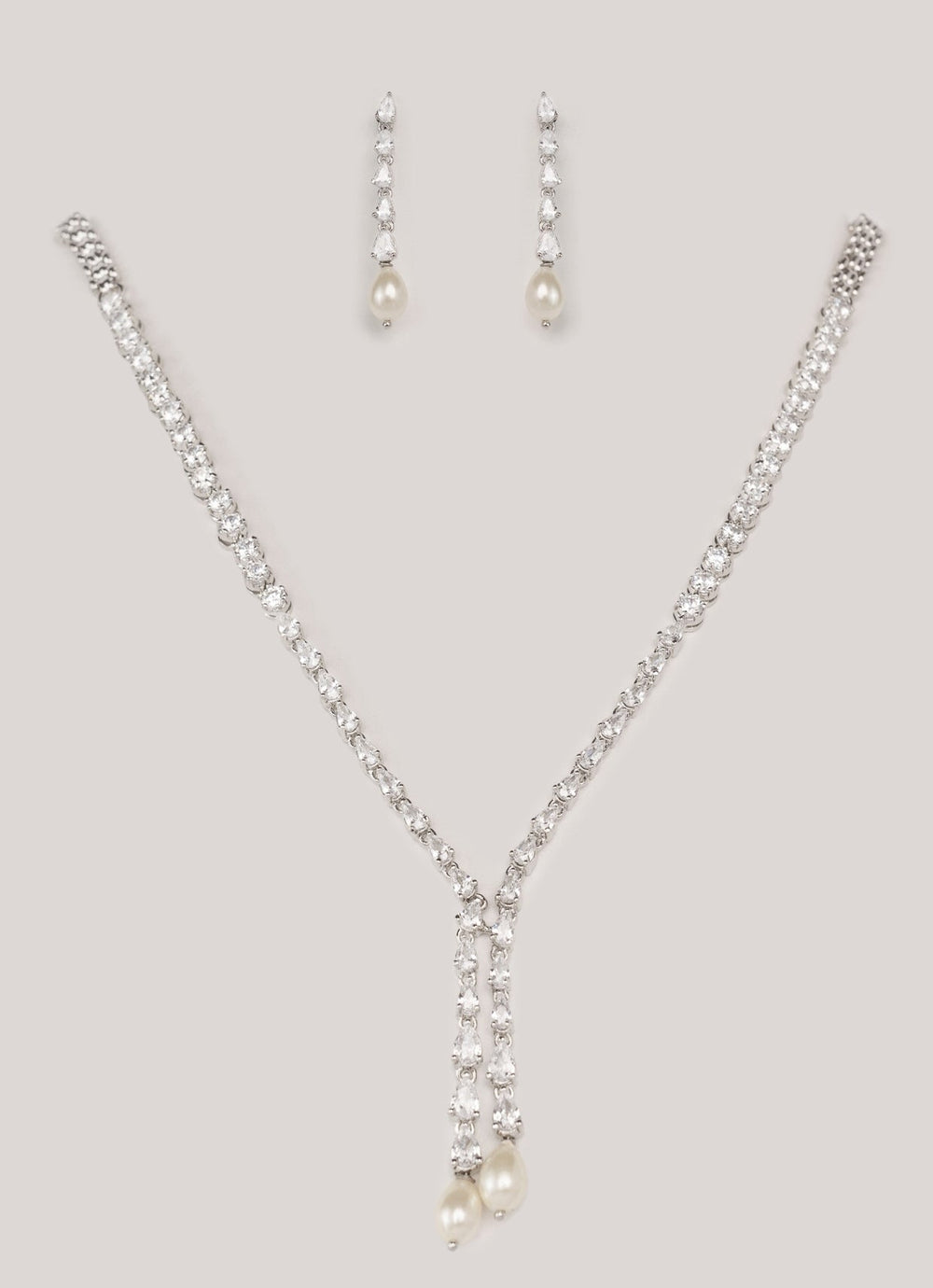 White Finish Diamond And Yellow Pendant Necklace Set Zevar by Geeta - Fabilicious Fashion